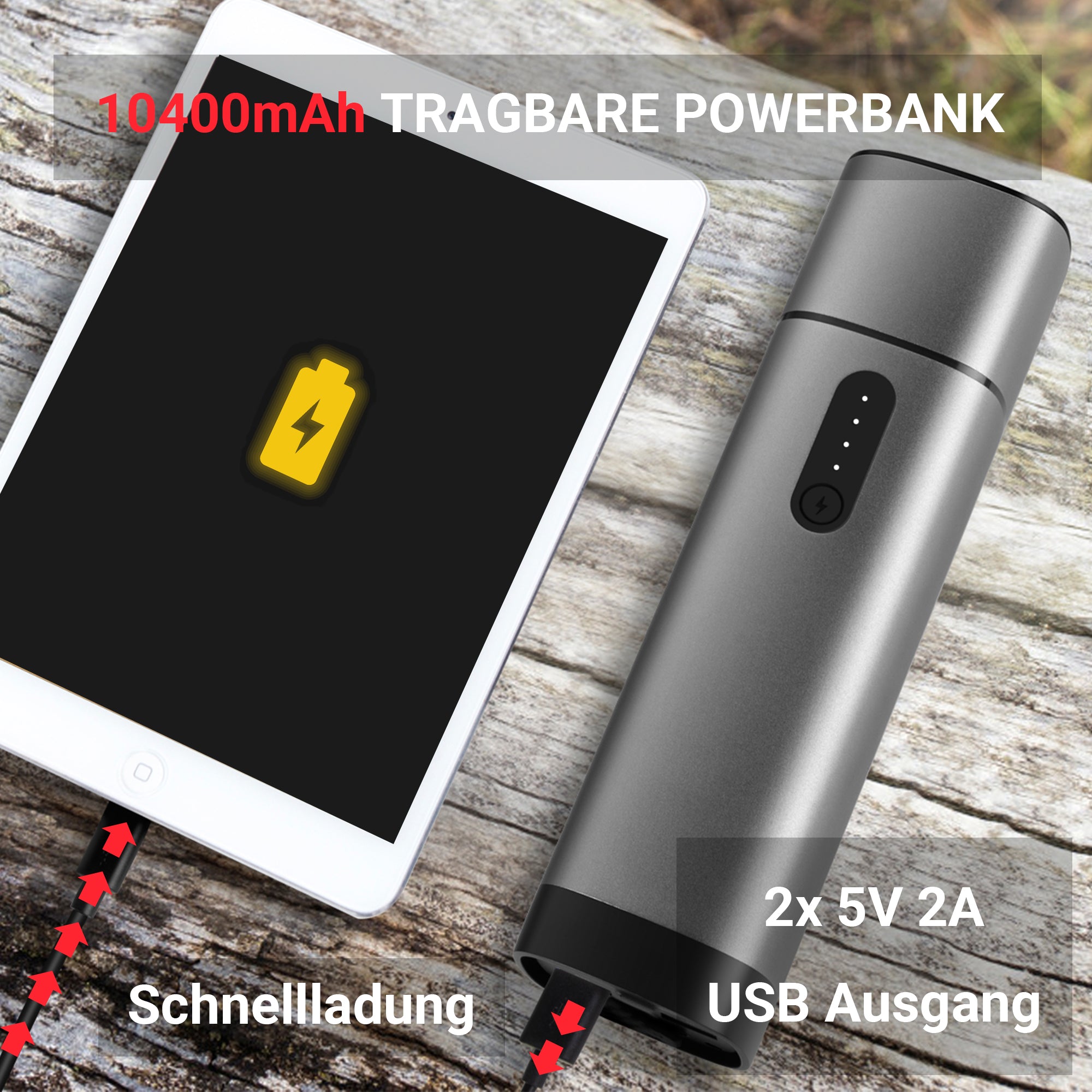 TIMIGO K1 Starthilfe Powerbank in edlem Aluminium Design, 12V-500A Spitzenstrom, 38,4Wh, Tragbare Auto Starthilfe für 6.0L Benzin und 5.0L Dieselmotor & LED Taschenlampe