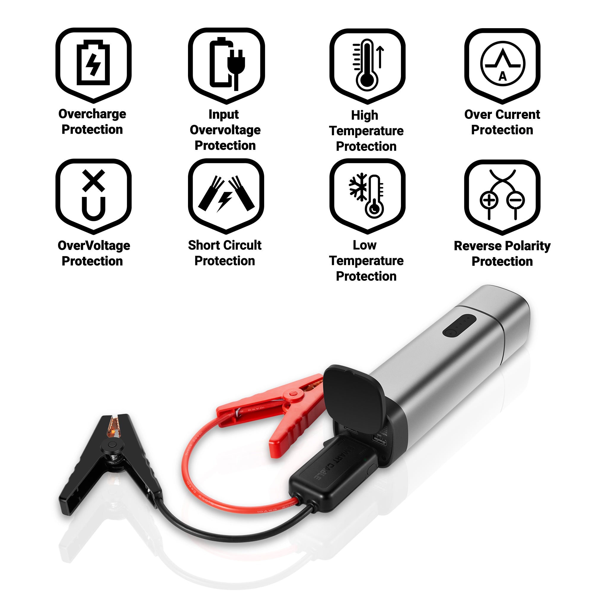 TIMIGO K1 Starthilfe Powerbank in edlem Aluminium Design, 12V-500A Spitzenstrom, 38,4Wh, Tragbare Auto Starthilfe für 6.0L Benzin und 5.0L Dieselmotor & LED Taschenlampe