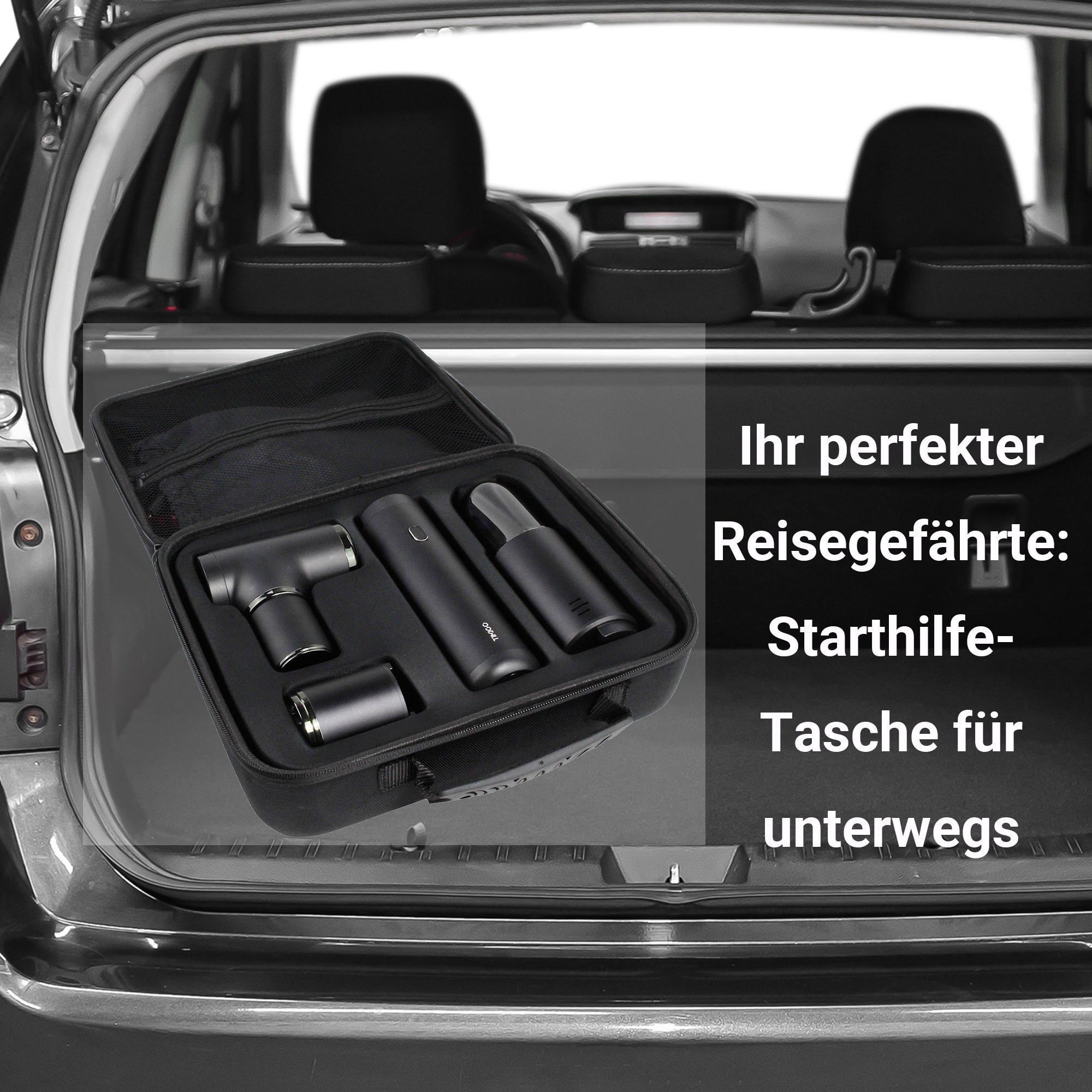 TIMIGO K2 Auto Starthilfe Powerbank mit Luftkompressor, 12V-500A Spitzenstrom, 38,4Wh, Tragbare Auto Starthilfe für 6.0L Benzin- und 5.0L Dieselmotor & LED Taschenlampe