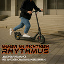 ZAMELUX E9 E-Scooter in der Stadt, komfortables Fahrgefühl und leise Performance.