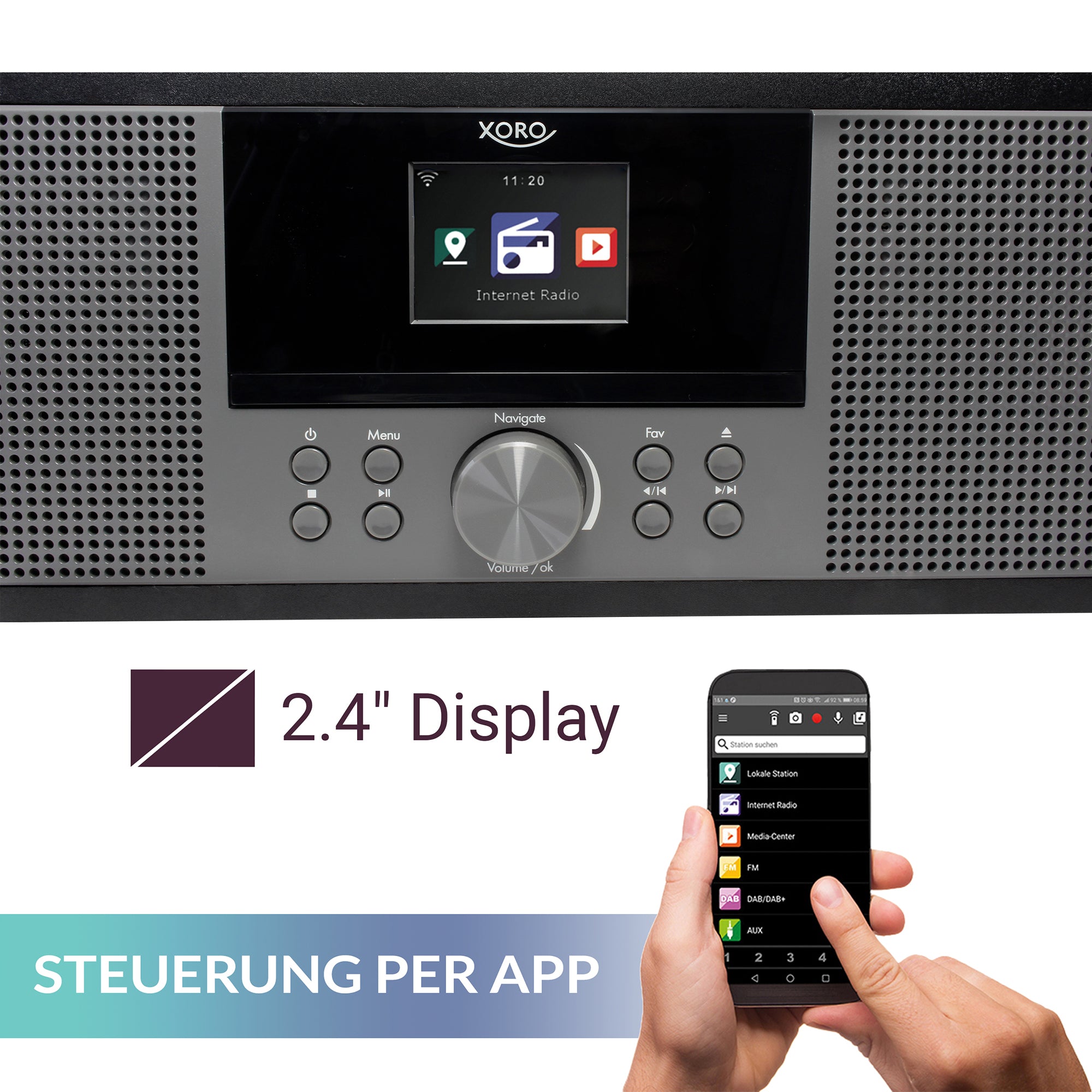 XORO HMT 600 V2 - Internetradio mit CD-Player, DAB/DAB+/FM Radio, WLAN, Bluetooth, Podcast, USB MP3 Mediaplayer, Spotify Connect, MP3-Streaming (UPnP), AUX IN, 2 x 10 Watt Lautsprecher (Stereo)