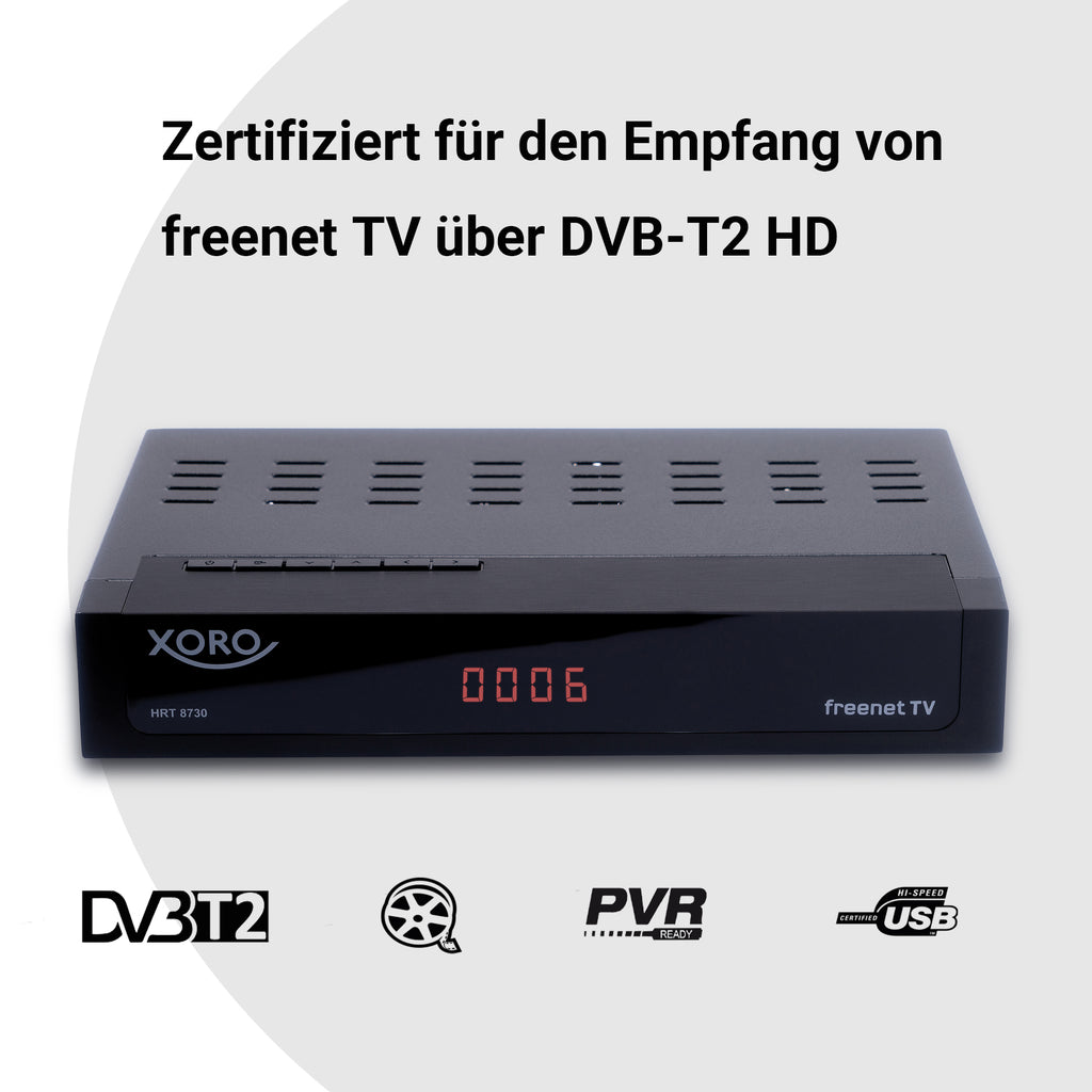 F8730 XORO HRT 8730 DVB-T2 HD Receiver mit Antenne HAN 100 und HDMI-Kabel ...