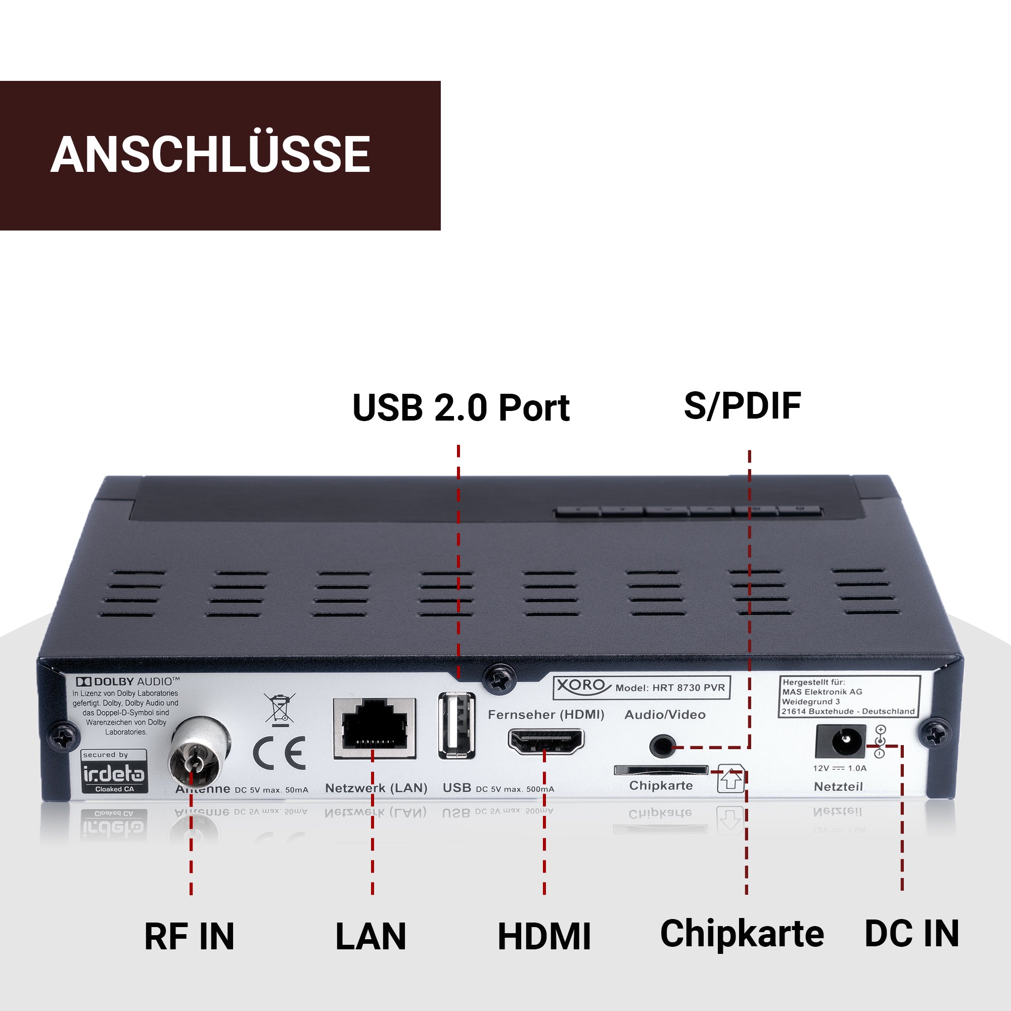 XORO HRT 8730 DVB-T2 HD Receiver mit Antenne HAN 100 und HDMI-Kabel - inklusive 6 Monate freenet TV