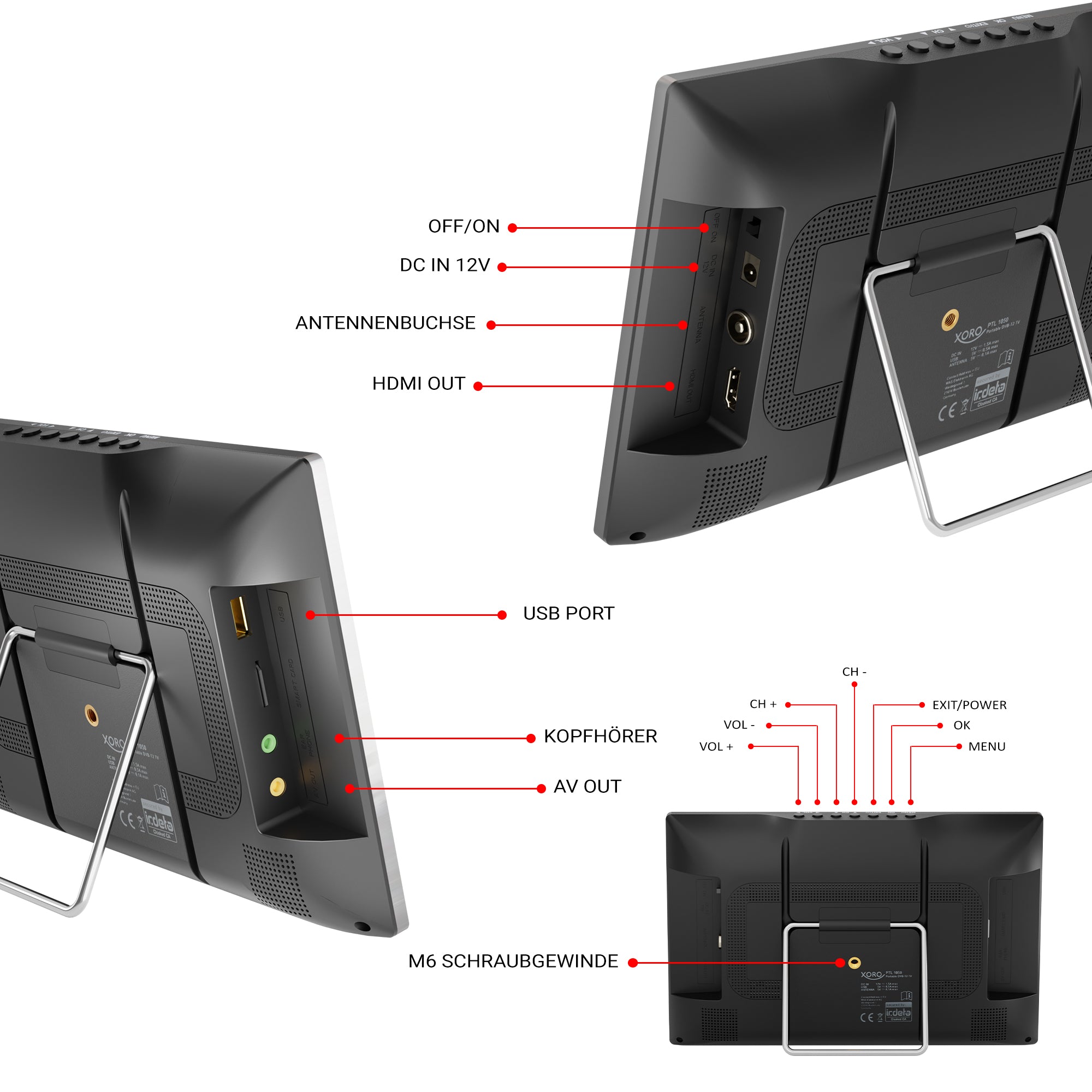 XORO PTL 1050 V2: Tragbarer DVB-T2 TV mit 10.1
