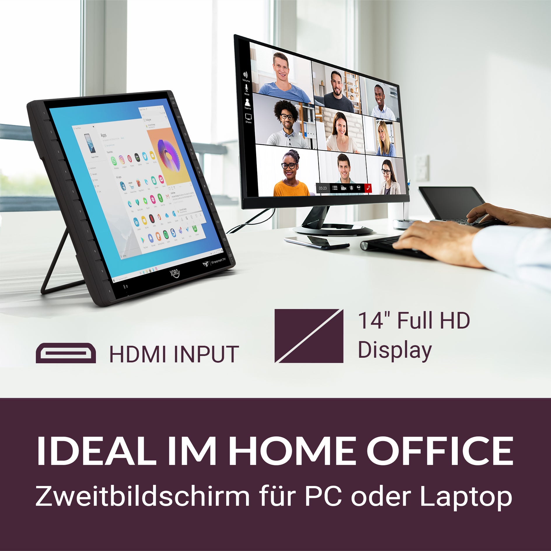 XORO PTL 1450 V2: Tragbarer TV mit hochauflösendem Display für unterwegs - Erleben Sie Fernsehen in bester Qualität, immer und überall!