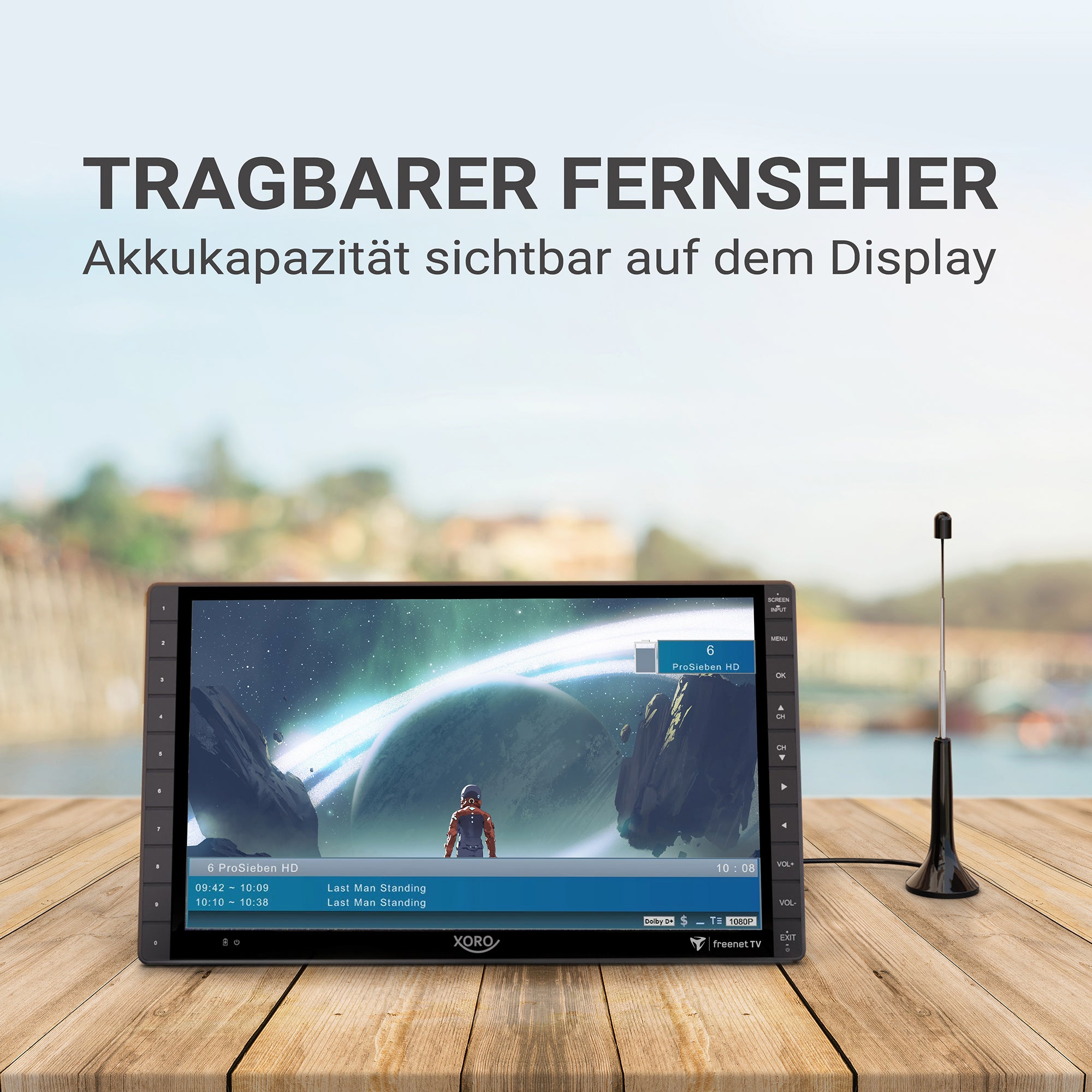 XORO PTL 1450 V2: Tragbarer TV mit hochauflösendem Display für unterwegs - Erleben Sie Fernsehen in bester Qualität, immer und überall!
